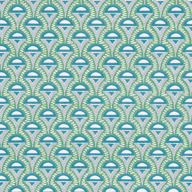 Schumacher Abelino Green & Peacock Fabric