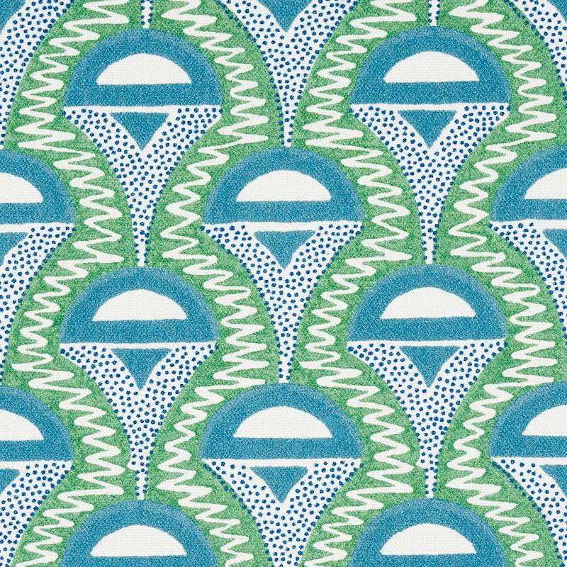 Schumacher Abelino Green & Peacock Fabric