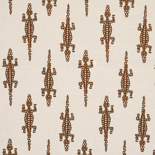 Schumacher Baracoa Embroidery Brown Fabric