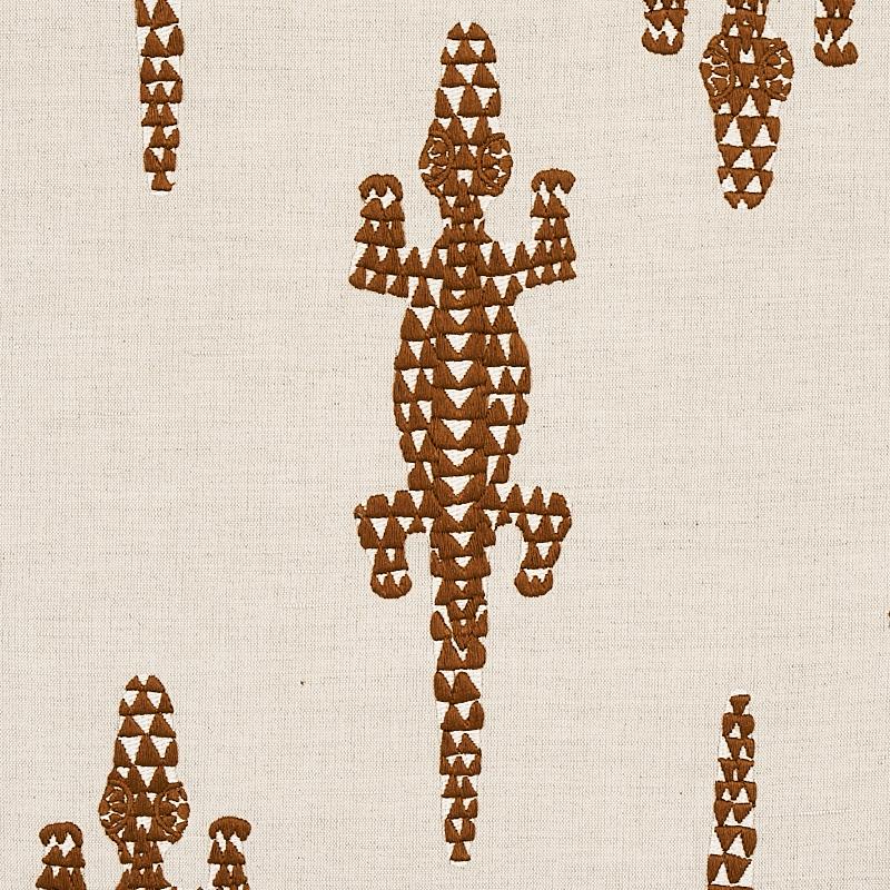 Schumacher Baracoa Embroidery Brown Fabric