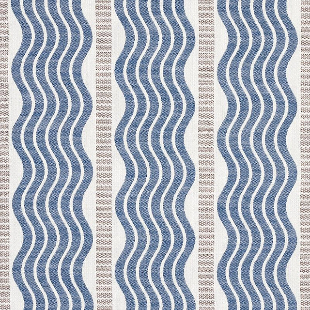 Schumacher Sina Stripe Blue Fabric
