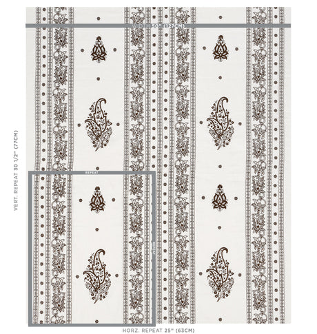 Schumacher Jaipur Linen Embroidery Brown Fabric