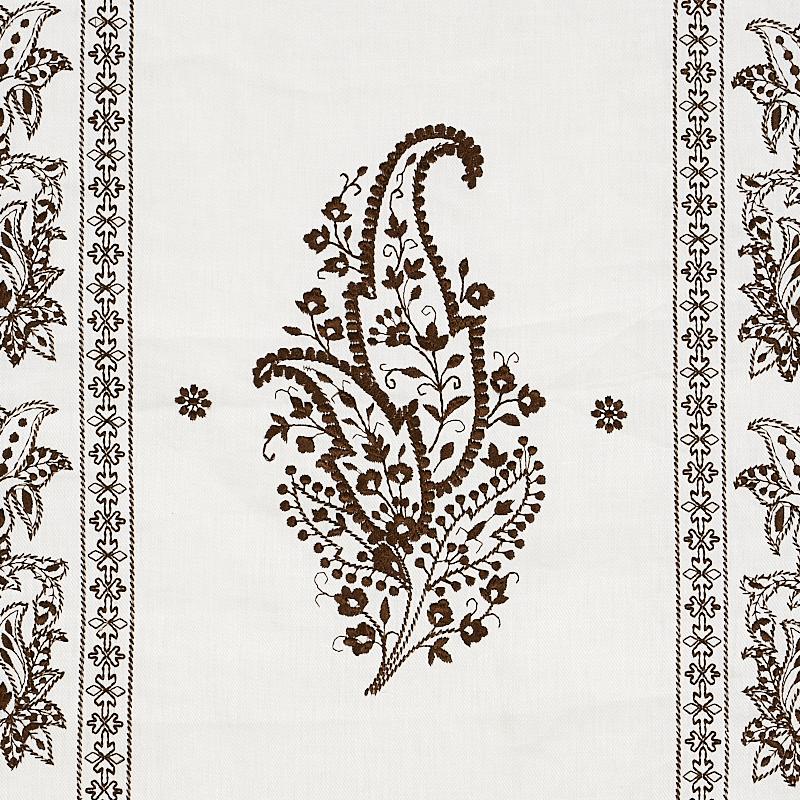 Schumacher Jaipur Linen Embroidery Brown Fabric
