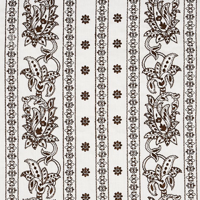 Schumacher Jaipur Linen Embroidery Brown Fabric