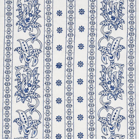 Schumacher Jaipur Linen Embroidery Blue Fabric
