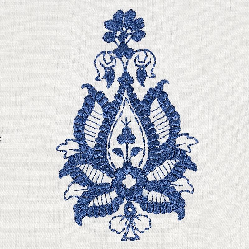 Schumacher Jaipur Linen Embroidery Blue Fabric