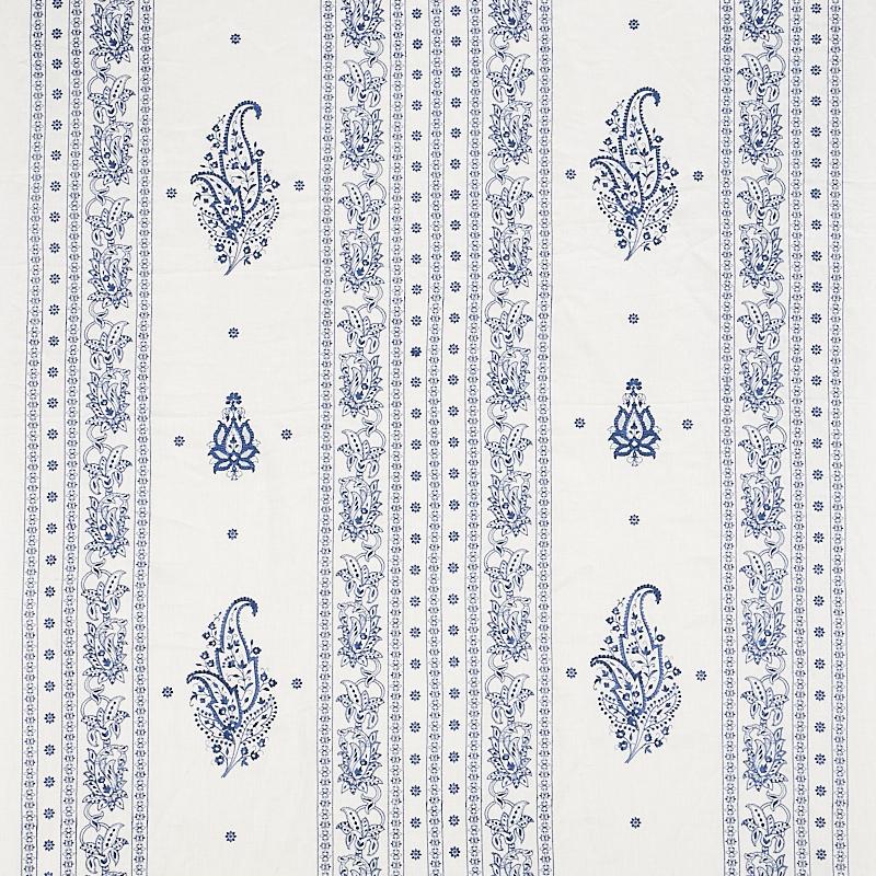 Schumacher Jaipur Linen Embroidery Blue Fabric