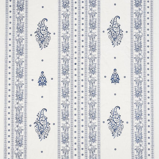 Schumacher Jaipur Linen Embroidery Blue Fabric