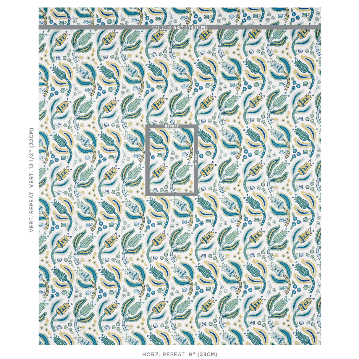 Schumacher Malabar Vine Peacock Fabric