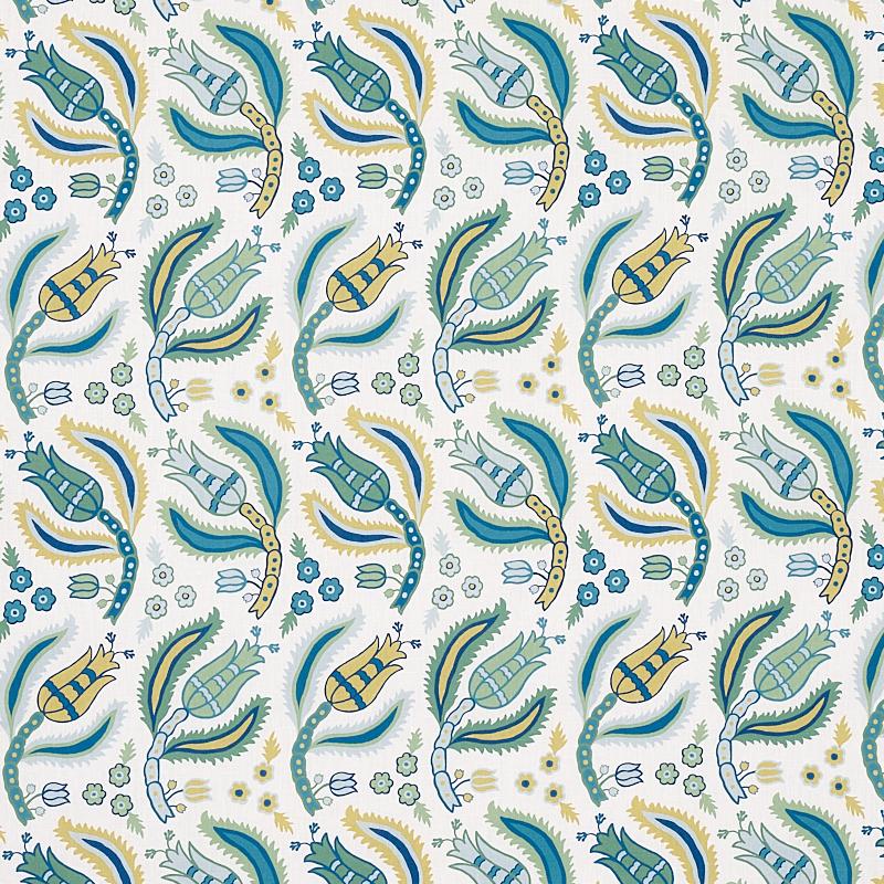 Schumacher Malabar Vine Peacock Fabric