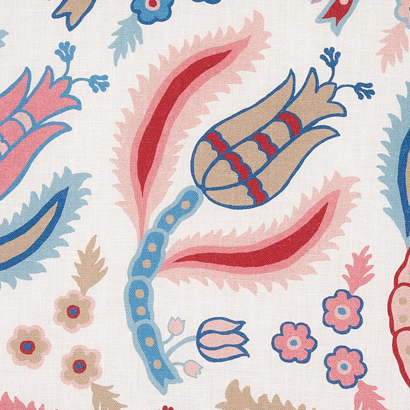 Schumacher Malabar Vine Sky & Rose Fabric