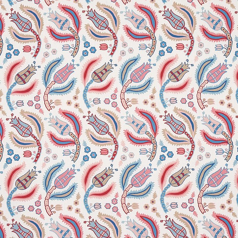 Schumacher Malabar Vine Sky & Rose Fabric