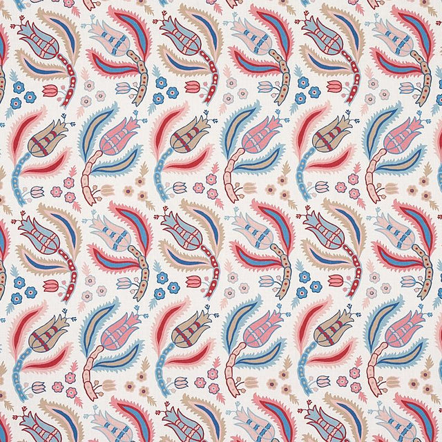 Schumacher Malabar Vine Sky & Rose Fabric