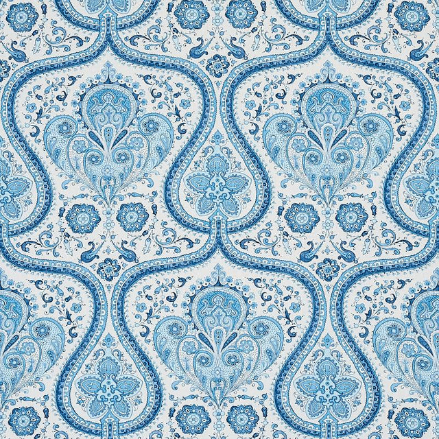 Schumacher Paisley Court Blue Fabric