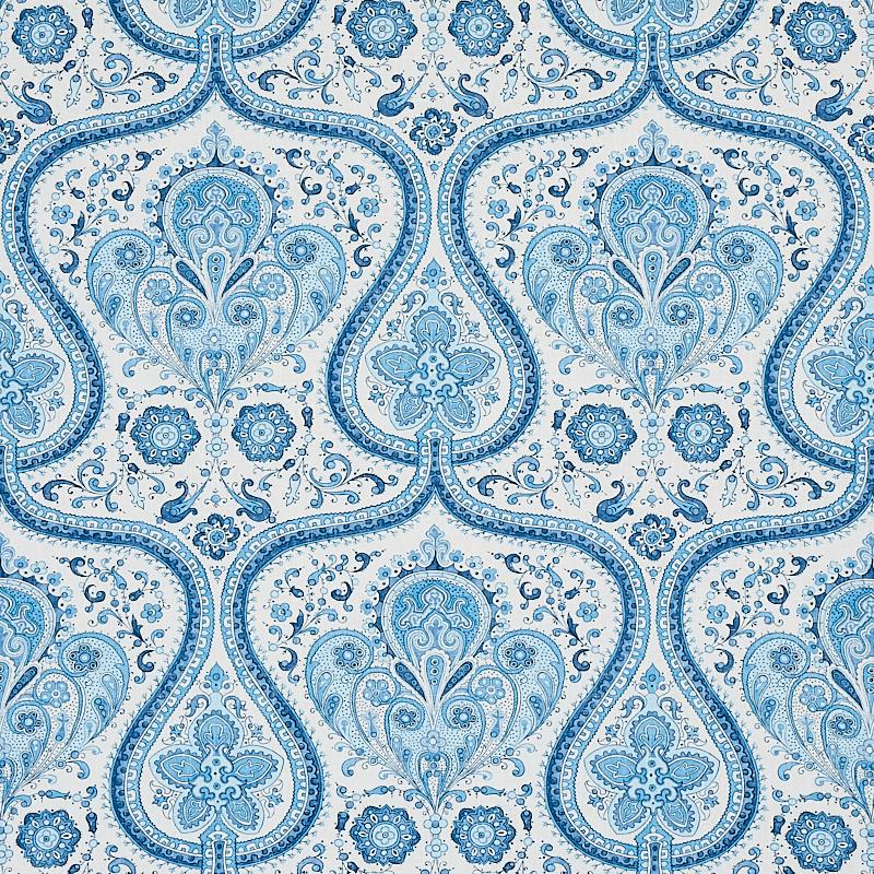 Schumacher Paisley Court Blue Fabric