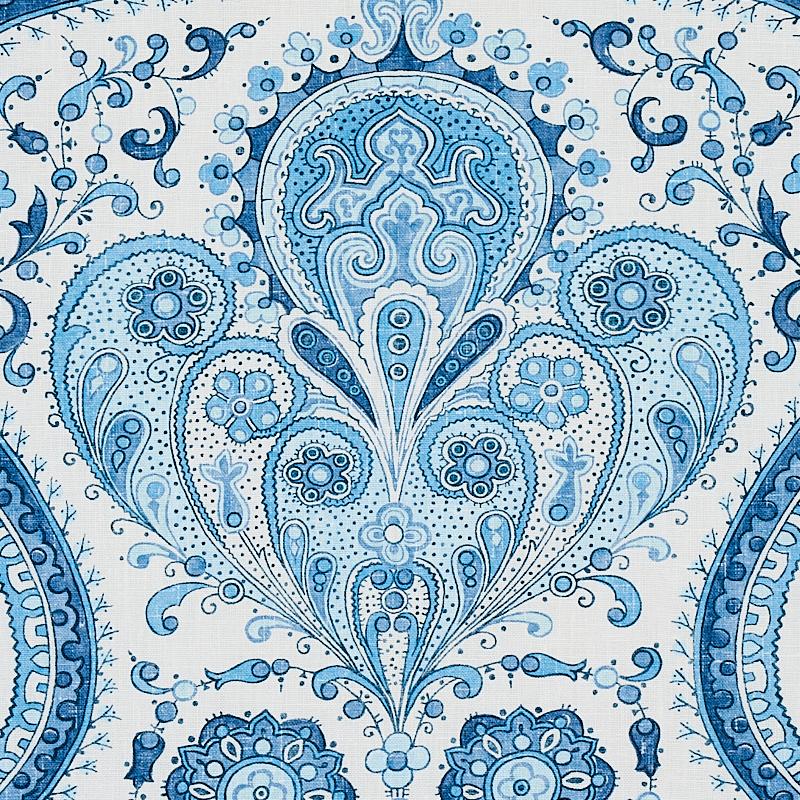 Schumacher Paisley Court Blue Fabric