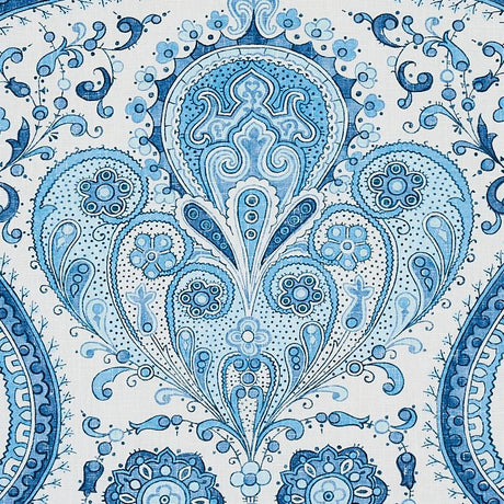 Schumacher Paisley Court Blue Fabric
