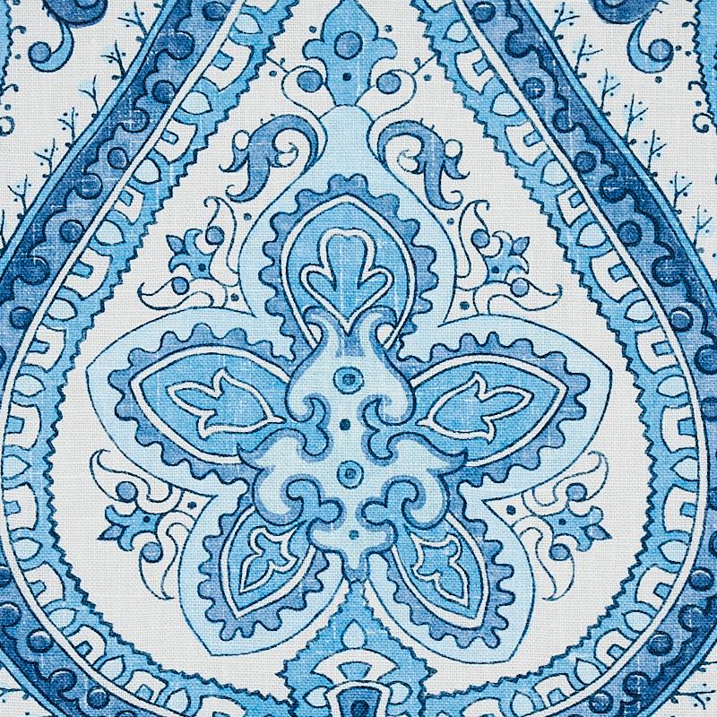 Schumacher Paisley Court Blue Fabric