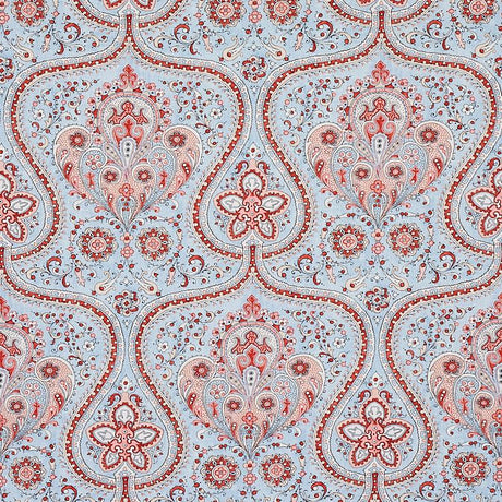 Schumacher Paisley Court Sky & Rose Fabric