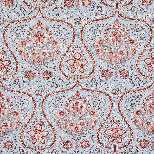 Schumacher Paisley Court Sky & Rose Fabric