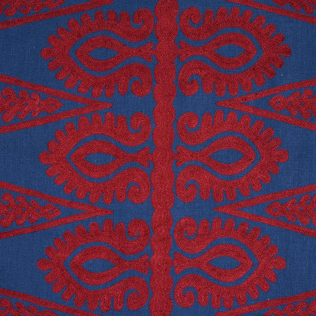 Schumacher Seema Embroidery Blue & Red Fabric