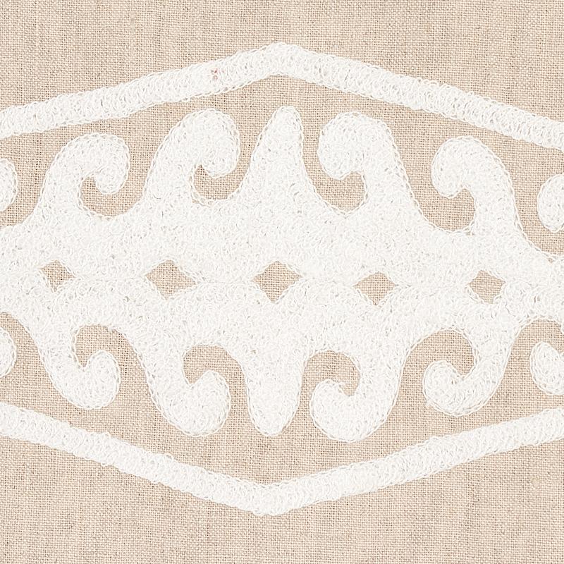 Schumacher Seema Embroidery Ivory On Natural Fabric