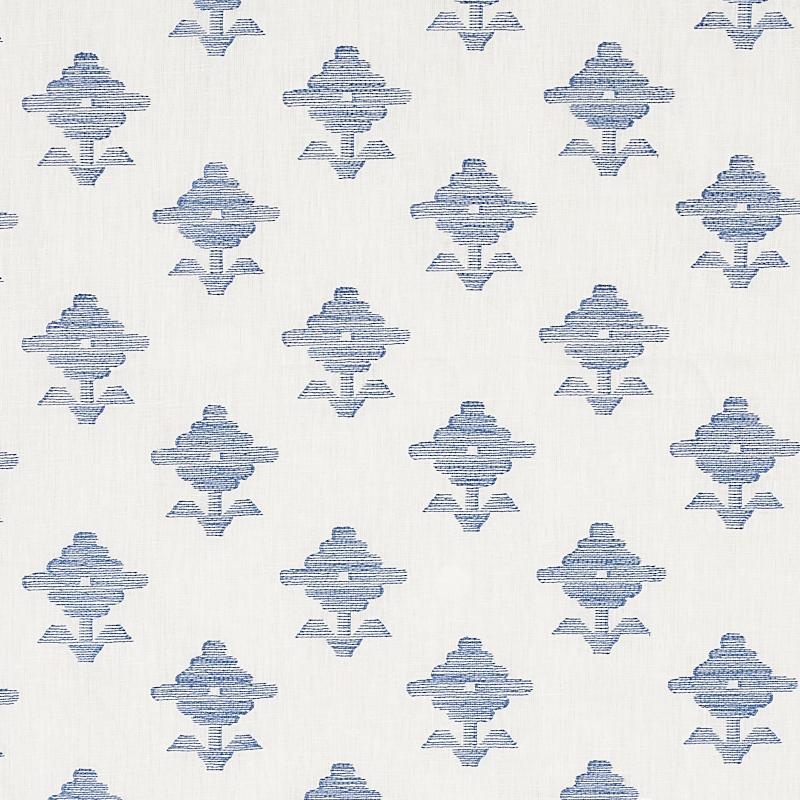 Schumacher Rubia Embroidery Blue Fabric