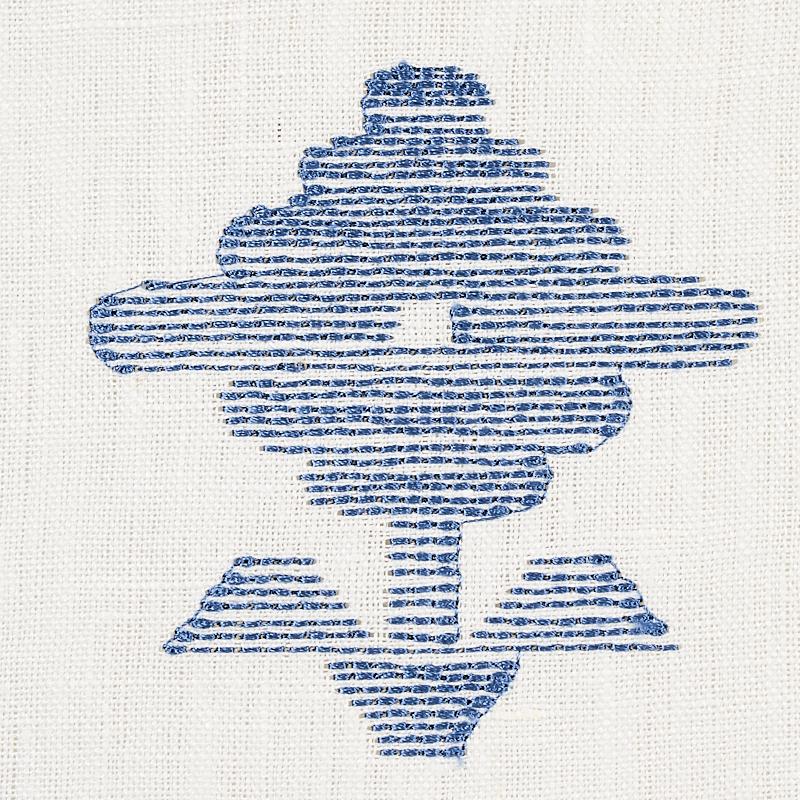 Schumacher Rubia Embroidery Blue Fabric