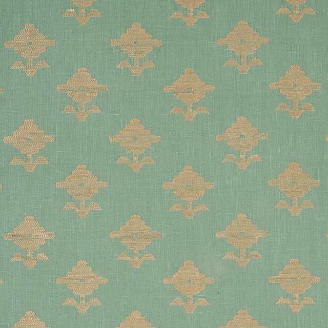 Schumacher Rubia Embroidery Mineral Fabric