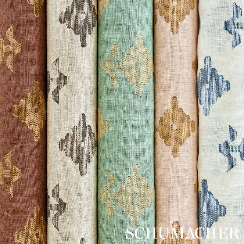 Schumacher Rubia Embroidery Mineral Fabric