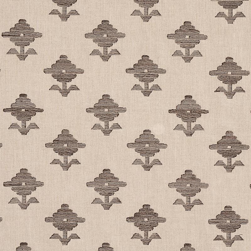 Schumacher Rubia Embroidery Brown Fabric