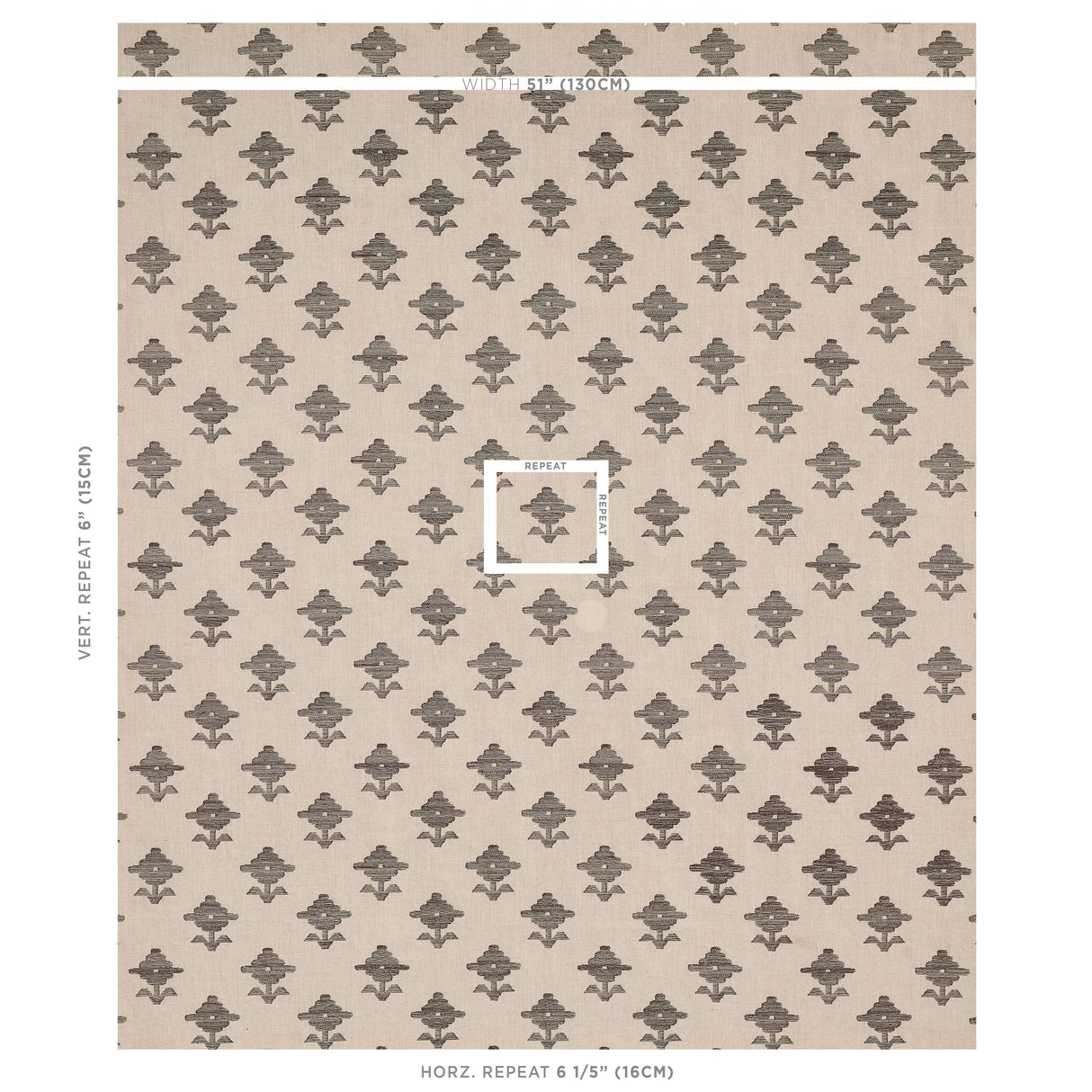 Schumacher Rubia Embroidery Brown Fabric