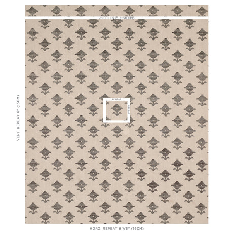 Schumacher Rubia Embroidery Brown Fabric