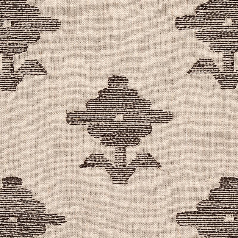 Schumacher Rubia Embroidery Brown Fabric