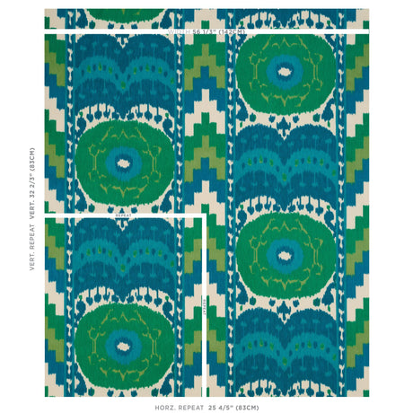 Schumacher Samarkand Ikat Ii Emerald Fabric