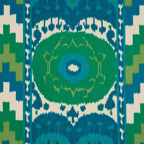 Schumacher Samarkand Ikat Ii Emerald Fabric