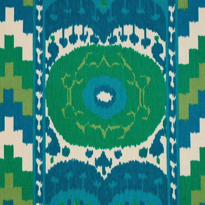 Schumacher Samarkand Ikat Ii Emerald Fabric