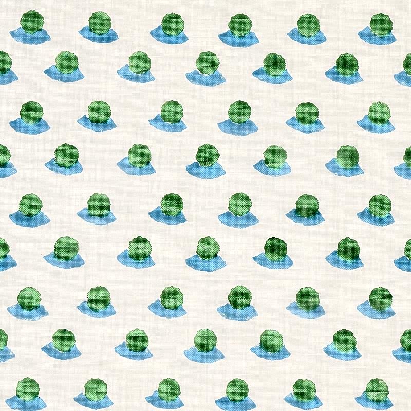 Schumacher Berry Hand Block Print Grass & Sky Fabric