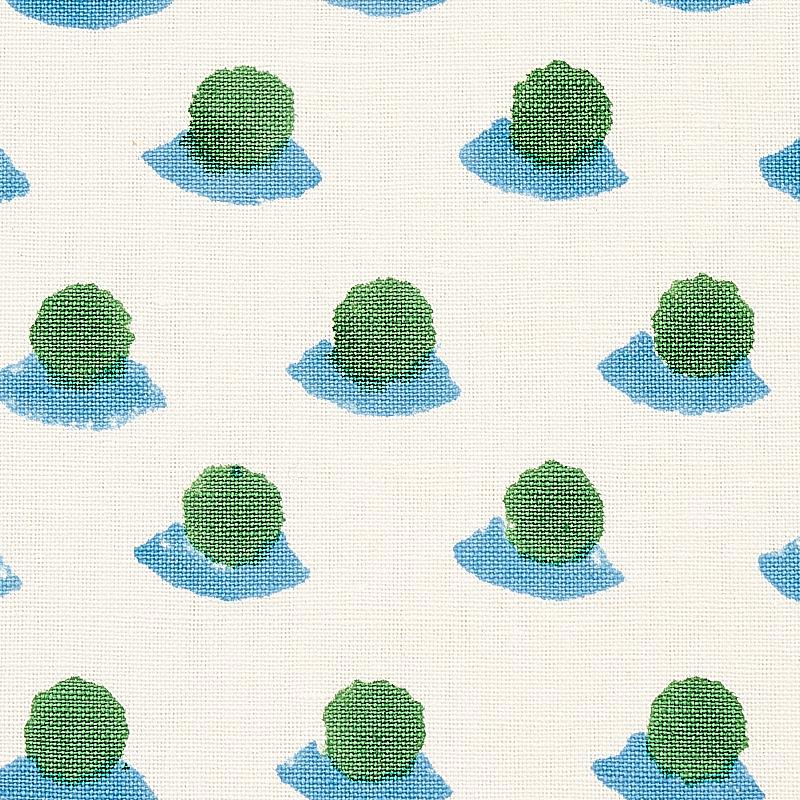 Schumacher Berry Hand Block Print Grass & Sky Fabric