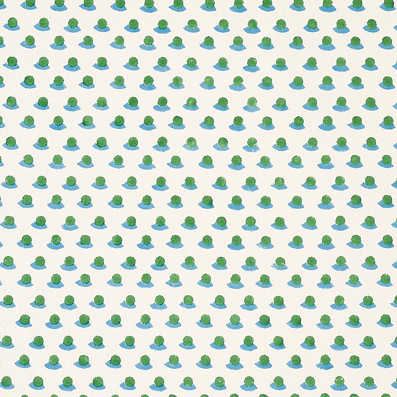 Schumacher Berry Hand Block Print Grass & Sky Fabric