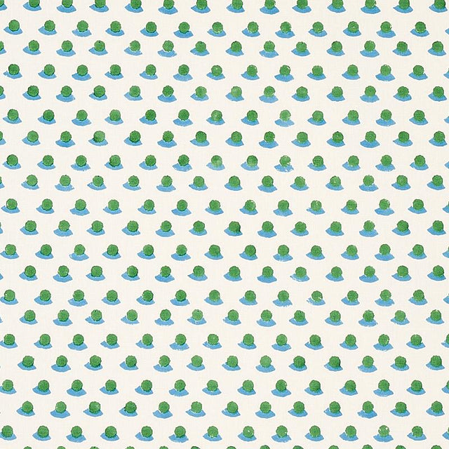 Schumacher Berry Hand Block Print Grass & Sky Fabric