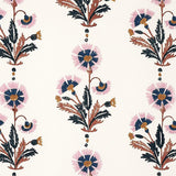 Schumacher Dianthus Hand Block Print Rust & Rose Fabric
