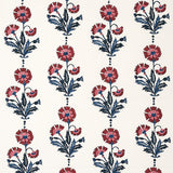 Schumacher Dianthus Hand Block Print Indigo & Iron Fabric