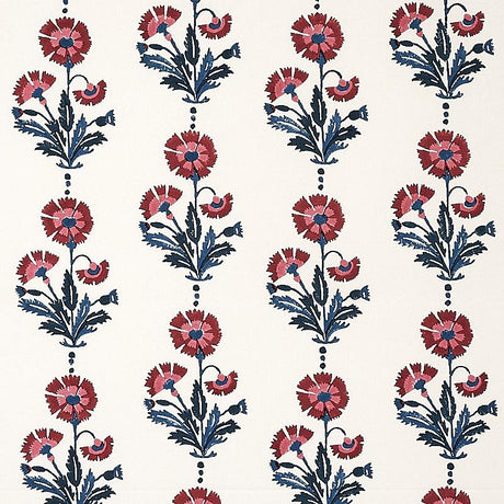 Schumacher Dianthus Hand Block Print Indigo & Iron Fabric