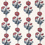 Schumacher Dianthus Hand Block Print Indigo & Iron Fabric