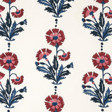 Schumacher Dianthus Hand Block Print Indigo & Iron Fabric