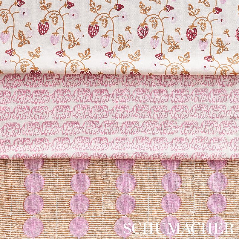 Schumacher Ellies Hand Block Print Rose Fabric