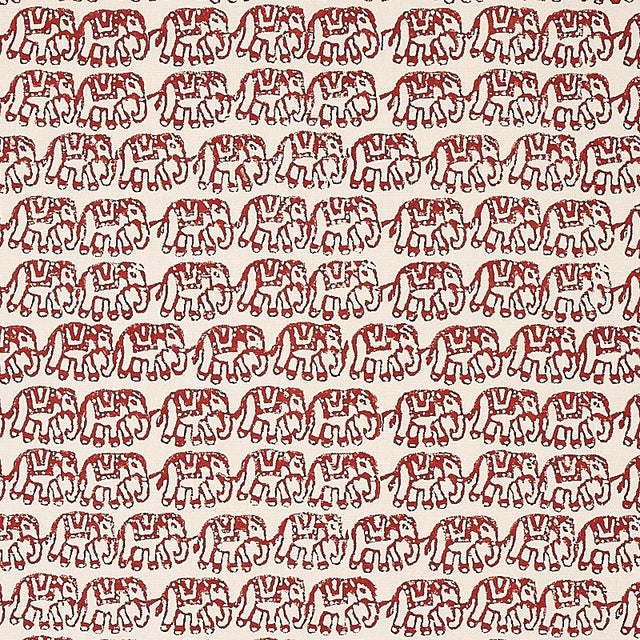 Schumacher Ellies Hand Block Print Rust Fabric