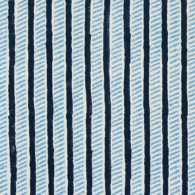 Schumacher Garden Path Hand Block Print Midnight & Sky Fabric