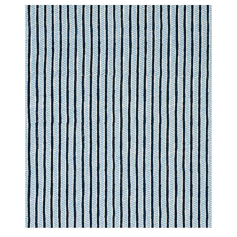 Schumacher Garden Path Hand Block Print Midnight & Sky Fabric